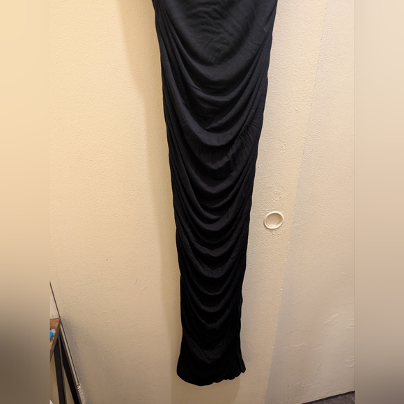 GOOD AMERICAN Black Squareneck Ruched Sleeveless Bodycon Maxi Dress- L (3) - Picture 9 of 13